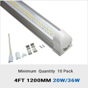 Aiwooping MOQ 10 Pack, 4FT 1.2M 20W 36W AC85-265V,T8 Integrated LED tube double row chip 288PCS LED Chip for home office warehouse etc