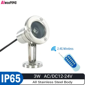 Aiwooping 12V 3W,Stainless Steel Underwater Light - IP68 Waterproof LED Pool Light, Energy-Efficient Outdoor Submersible Lighting for Ponds, Fountains & Garden Decor